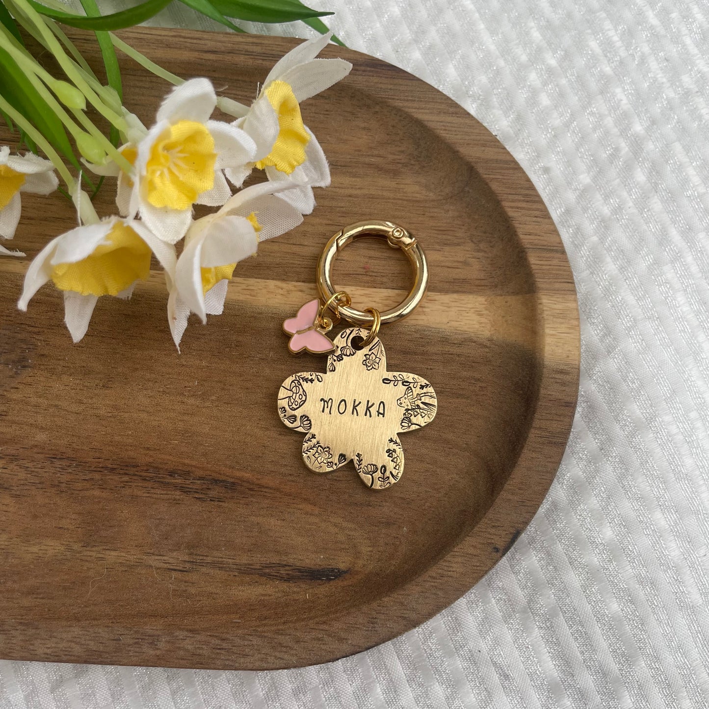 Flower Power - unique metal dog tag