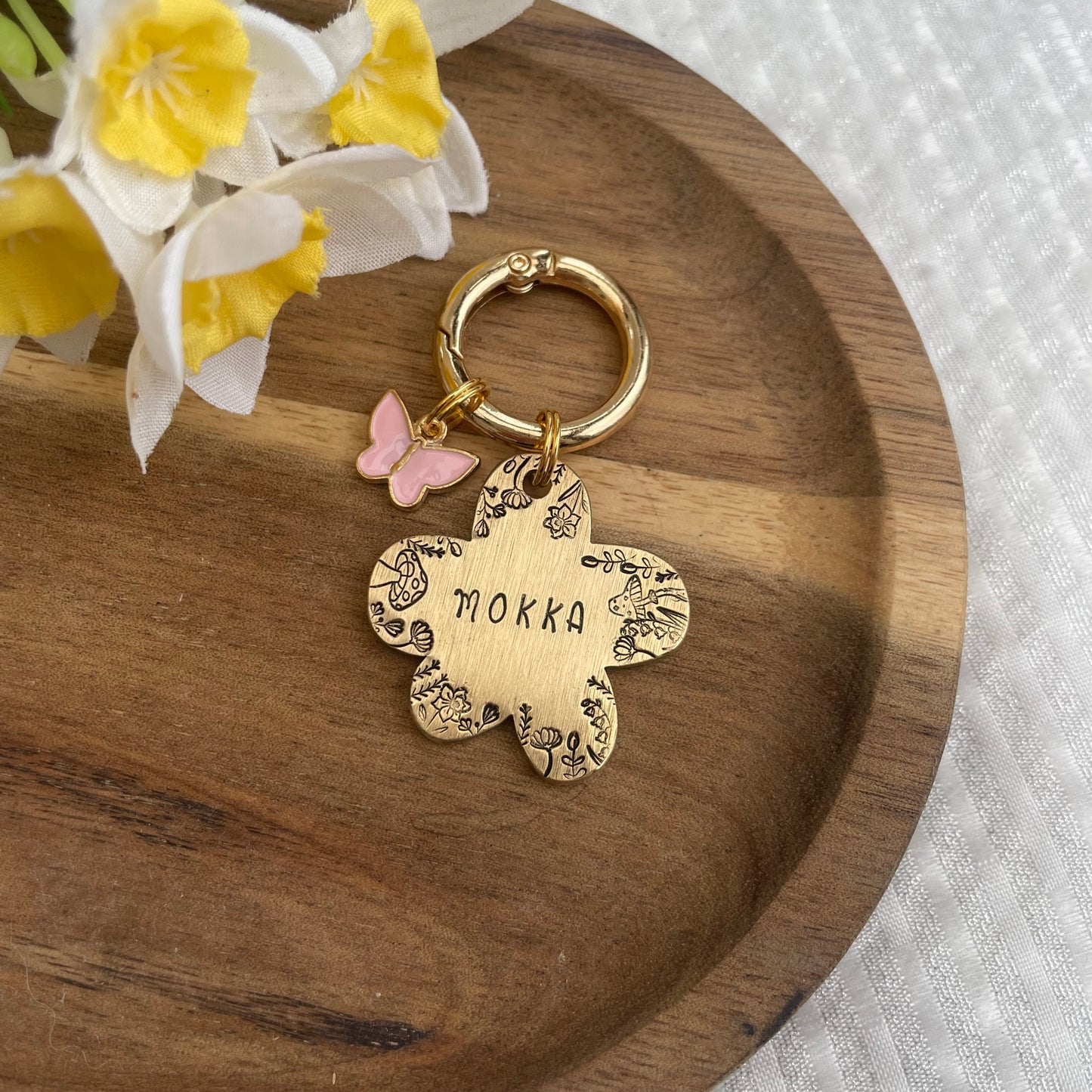 Flower Power - unique metal dog tag