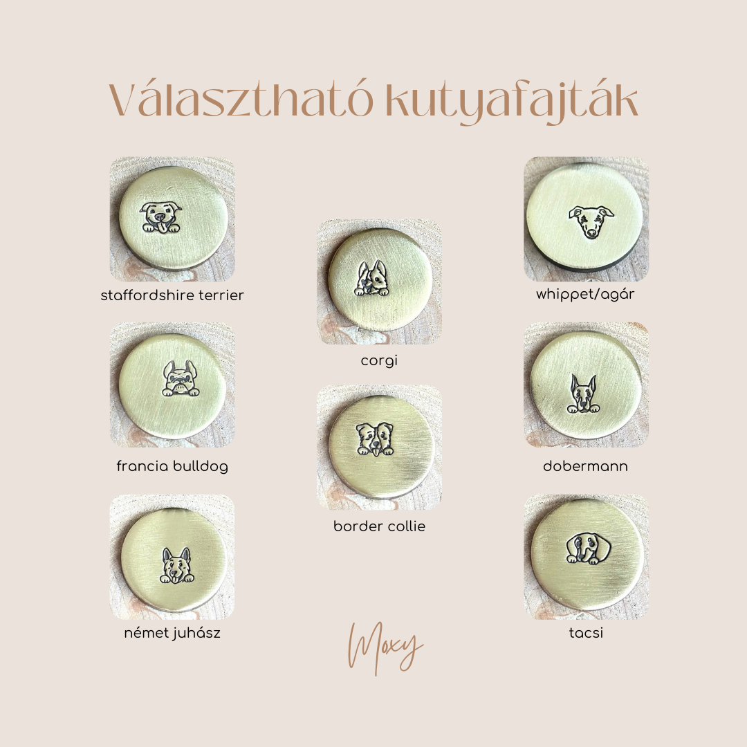 Moxy tags - Francia bulldog -  kézzel készült egyedi kutyabiléta